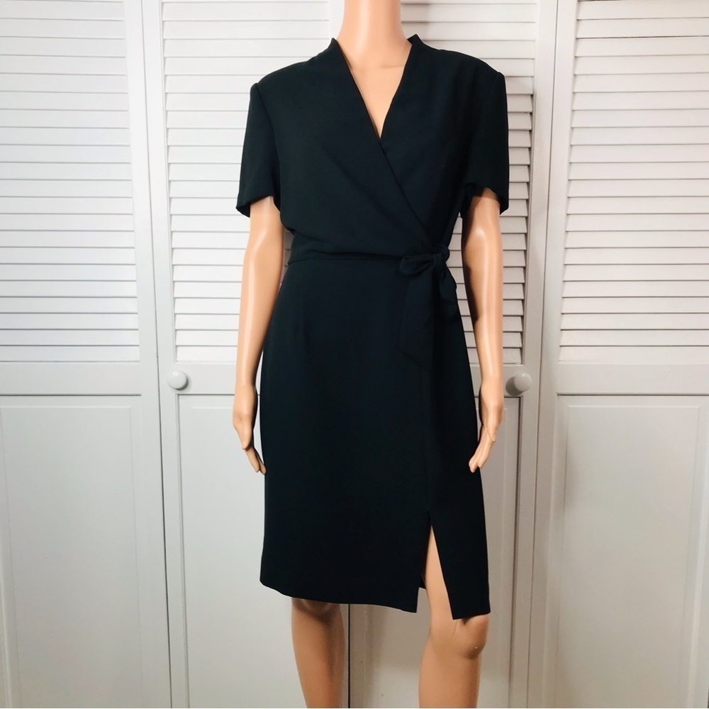 DONNA MORGAN Black V-Neck Wrap Dress Size 8